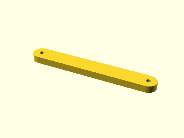 CAD model of a flat bar upper suspension link with two mounting holes